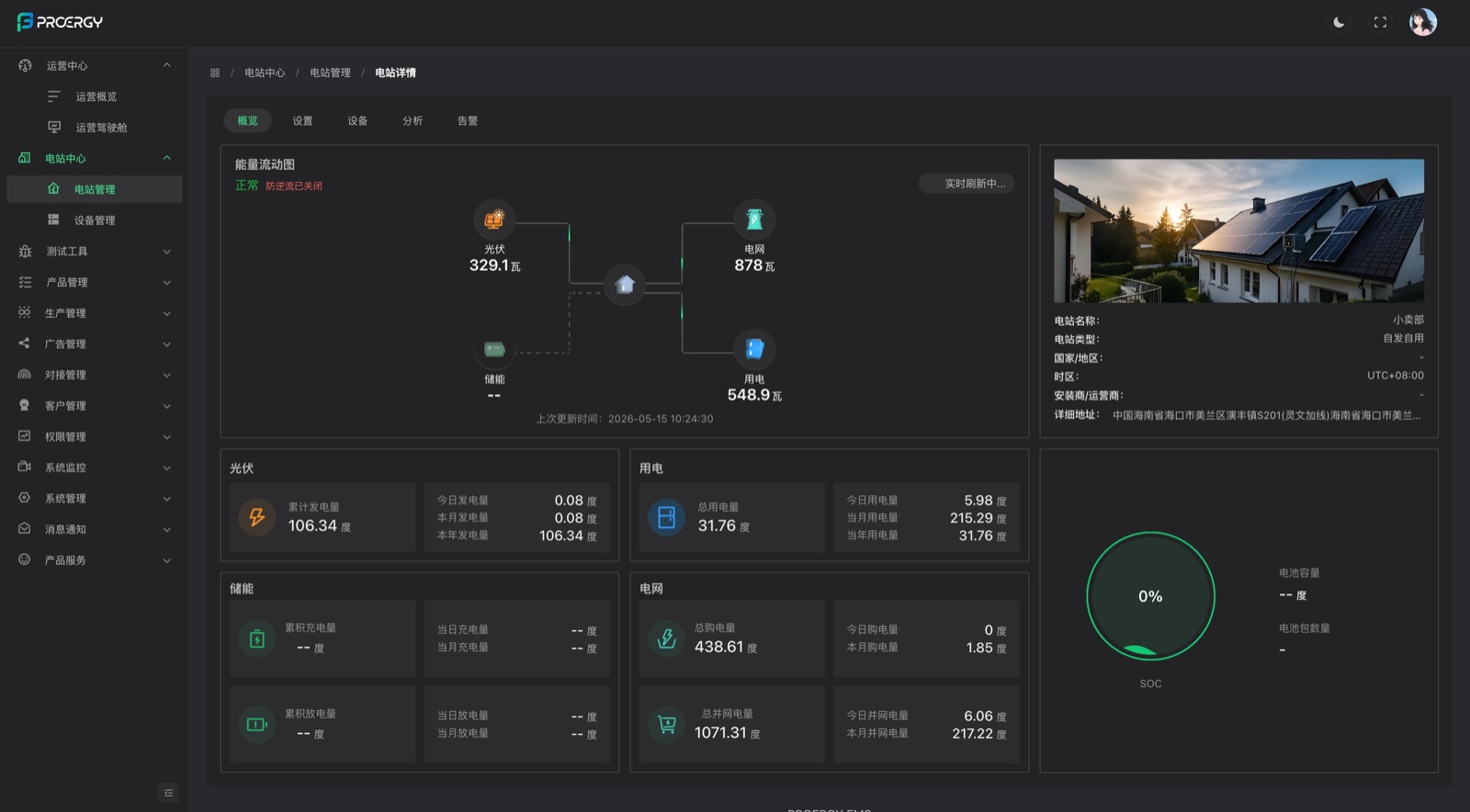 Proergy plant dashboard